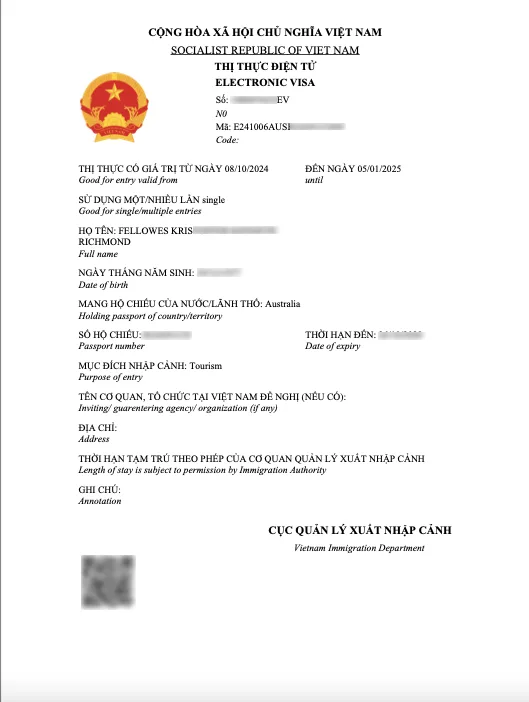 Vietnam evisa for Australian