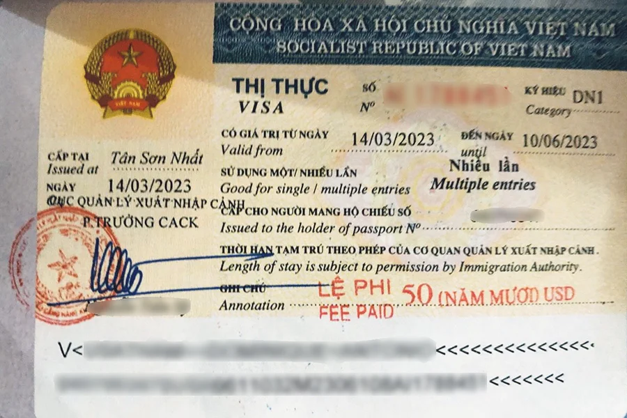 Vietnam visa stamp