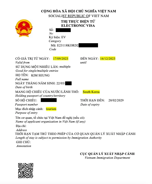 Vietnam Travel Visa for South Korean