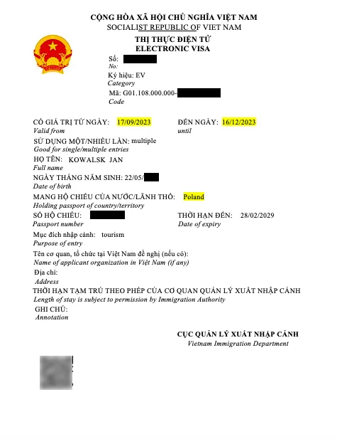 Vietnam visa on arrival for Polish citizens