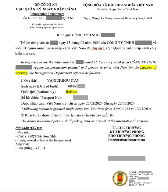 Vietnam visa on arrival for Belarusian citizens