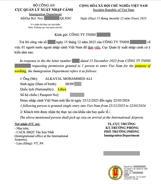 Vietnam business visa from Libya