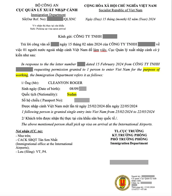 Vietnam visa on arrival for Sudanese citizens