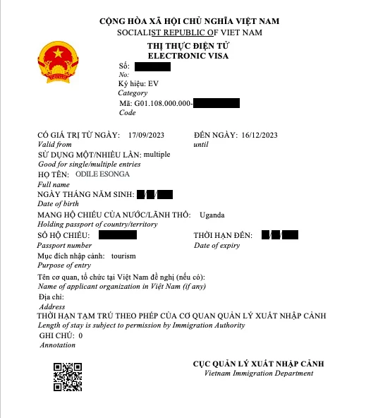 Vietnam visa on arrival for Ugandan citizens