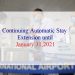 LAST UPDATE: CONTINUE AUTOMATIC STAY EXTENSION UNTIL JANUARY 31st, 2021