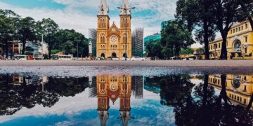 Notre Dame Cathedral and the city post office of Saigon